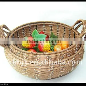 Round Woven Iron Frame Storage Baskets Made of Paper Rope thumbnail-1