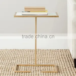 Simple Design Iron Black Color Metal End Table With Glass Top for Living Room High Grade Quality thumbnail-2