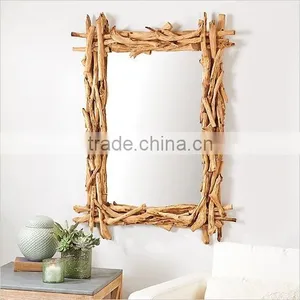 Rectangle Large Driftwood Wall Mirror Primitive thumbnail-1