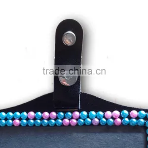 Pink/Blue Pearl Style ID Holder, High Quality Promotion Gift PU Leather Badge Holder With Crystal Gem Decoration thumbnail-2