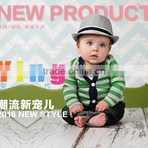 New Arrival Cute Design 100 Cotton Fabric Striped Baby Romper Baby Clothes thumbnail-1