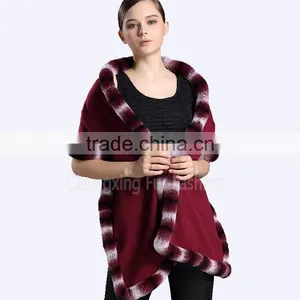 CX-B-P-46C Women Fashion New Design Pashmina Shawl With Fur thumbnail-1