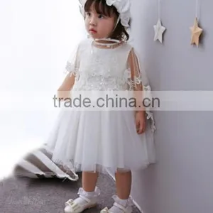 Baby Clothes Wholesale Hot Sale Chiffon Cheap 2017 Baby Clothing Children's Boutique Sleeveless Summer White Flower Girl Dress thumbnail-6