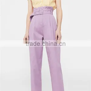 Hot Design Lavender Empire Waist Summer Trousers With Belt Loop thumbnail-3