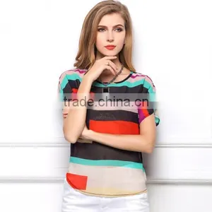 2017 Ladies Shirts Blouses Chiffon Women Short Sleeve Blouses thumbnail-1