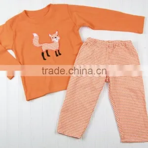 Factory Prices Are Wholesale Girl's Boutique Embroidered Fox Suit Organic Cotton Baby Clothes thumbnail-1