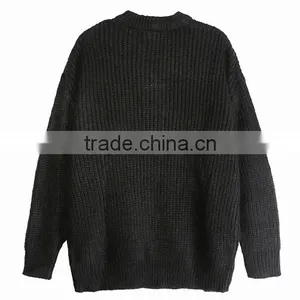 Casual Pure Color Cashmere Pullover Thick Loose Top Brand Sweaters for Wholesale thumbnail-2