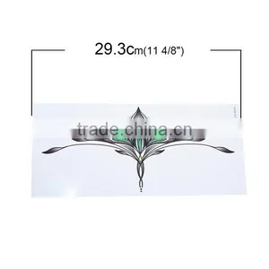 Paper Removable Waterproof Temporary Sternum Tattoo Sticker Body Art Black Flower Pattern Custom Temporary Tattoos thumbnail-2