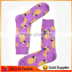 High Quality New Pineapple Embroidery Socks, Bulk Wholesale Pineapple Tube Socks thumbnail-1