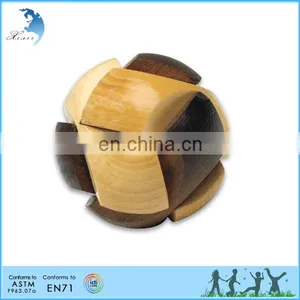 Cheap Price Custom Kongming Lock Brain Teaser Wooden 3D Football Puzzle thumbnail-1
