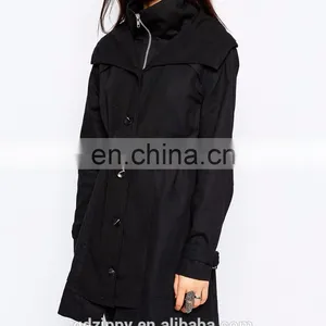 Wide Collar Trench Coat With D-ring Waist Belt and Cuffs thumbnail-4