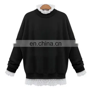 New Ladies Casual Sport Tops Plain Hoody Girls Lace Sweatshirt Jacket Plus Size thumbnail-4