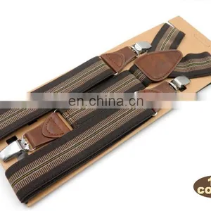 2017 Yiwu Longkang Strong High-end Elastic Striped Ribbons 3 Clips Mens Work Suspenders thumbnail-5