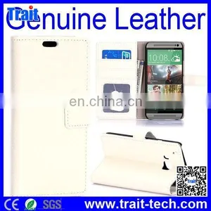 Cheap Wallet Style Magnetic Flip Stand PC Genuine Leather Case for HTC One M9 With Card Slots thumbnail-1