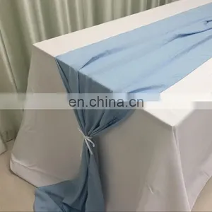 TR041#96 Blue Crepe de Chine Custom Table Runners for Christmas thumbnail-1
