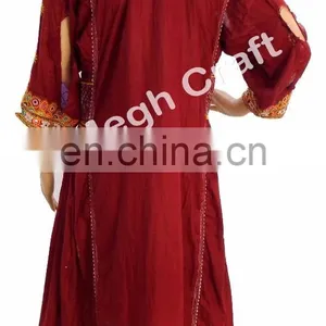 Afghanistan Costume Tunic Top -Afghani Mirror Work Tunic - Tribes Textile Costumes Kurta - Afghani Handmade Vintage Dress thumbnail-3