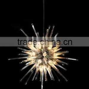 Elegant Hand Blown Clear Glass Chandelier thumbnail-1