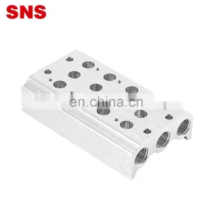 SNS 4V/4A Series Pneumatic Parts Aluminum Alloy Air Solenoid Valve Base Manifold thumbnail-1