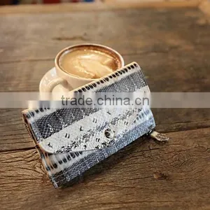 Luxury Genuine Snake Skin Leather Cow Leather Ladies Bifold Clutch Wallet Cheque Book Holder Wallet thumbnail-4