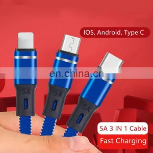 3 In 1 Charging Cable Type C 5A Fast Charging Cable Usb Data Cable for Iphone thumbnail-5