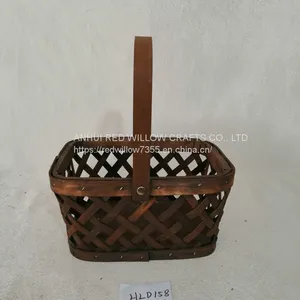 Wholesale Square Shaped Wood Chip Basket For Flower Garden Basket thumbnail-1