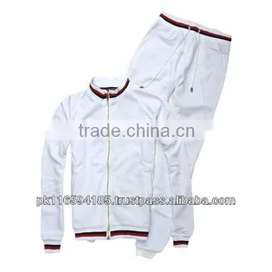 High Quality Custom Men's White Plain Cotton Tracksuit thumbnail-1