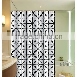 2016 New Design Black Lines Printed 100% Polyester Shower Curtain for Hotel, Family, Waterproof Bath Curtain thumbnail-1