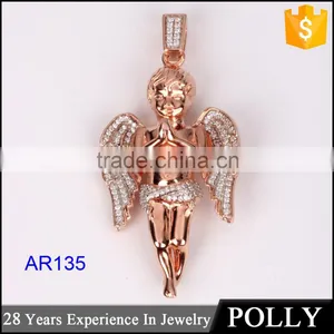 2015 Hot Sell Gold Diamond Angel Meaningful Pendant Necklace thumbnail-2