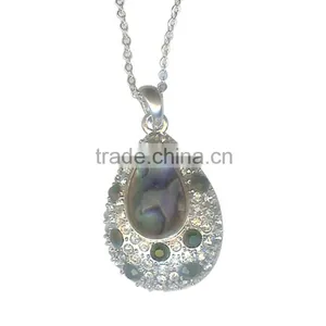 Teardrop Paua Excellent Mother Of Shell Abalone Rope Charm Necklace Pendant thumbnail-1