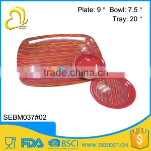 Fine Print Custom Square Round Melamine Dinner Set Bamboo Platter thumbnail-1