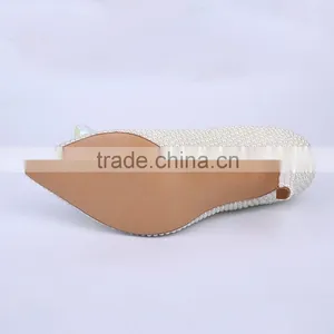 White Pearl Hand Made Wedding High Heel Shoes Most Luxurious Cinderella Dress Shoes High Heels thumbnail-6