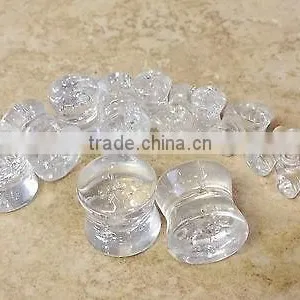 Quartz Double Flare Ear Plug Organic Stone Ear Gauges thumbnail-1