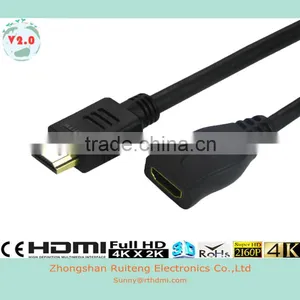 Low Price HDMI 19pin Male to Female Cable With Gold Connector Support 3D and 4K thumbnail-1