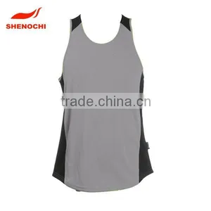 Gym Singlet Made of Solid and Striped Fabric Men's Sports Singlet thumbnail-1
