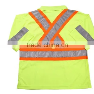 100% Polyester Polo Shirt With Reflective Tape High Quality Safety T Shirt thumbnail-1