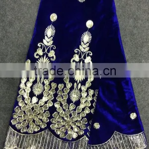 High Quality China Supplier White African Velvet Nigerian Lace Fabric Velvet Lace Embroidery Fabric With Flowers thumbnail-1