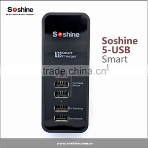 Soshine 3.1A 5 Port USB Portable Travel Charger Rapid Charger for IPhone IPad Android Devices Universal Usb Charger thumbnail-2