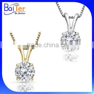 Custom Princess Cut 925 Sterling Silver CZ Created Diamond Solitaire Pendant Necklace Pendant thumbnail-3