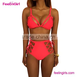 2016 High Waist Mature Women Red Bikini Swimwear Quality Choice thumbnail-1