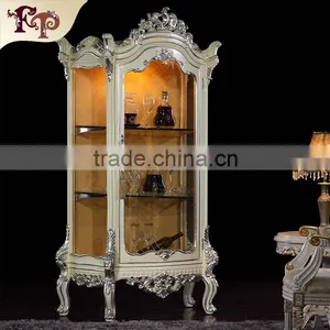 Plain White Wood and Glass Wine Cabinet for Dinning Room Furniture thumbnail-1
