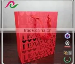 China Luxury Red Hot Stamping Love Wedding Gift Bags With Ribbon Handle thumbnail-4