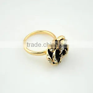 Women Accessories Gold Engagement Flower Ring With Crystal thumbnail-5