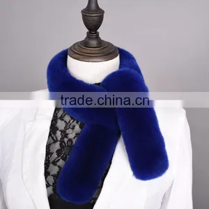 High Quality Ladies Rex Rabbit Fur Scarf Real Fur Scarf For Women KZ160055 thumbnail-4