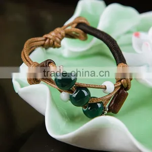 Green Porcelain Beads Bracelet With Adjustablt Length Supplier's Choice thumbnail-3