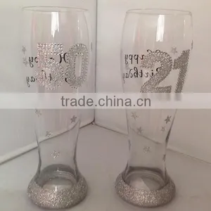 2014 New Developed Beer Glass With Decorative Silver Powder thumbnail-1