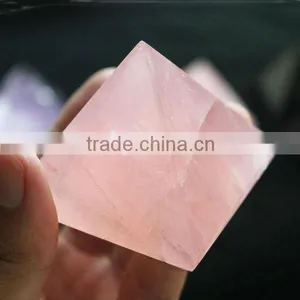 Natural Rock Rose Crystal Pyramid / Rose Quartz Crystal Pyramid for Sale thumbnail-1