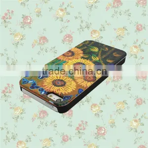 Color Painting Blossom Sun-flower PC and Wood Cell Case for IPhone 5 With Press Key thumbnail-4