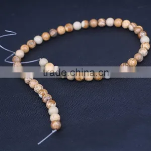 Brown Round Picture Jasper Beads Natural Stone Beads 8mm Strand 15"/Diy For Jewelry Making thumbnail-3