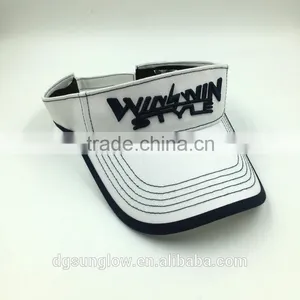 100% Cotton White 3D Embroidery Men's Golf Visor Caps thumbnail-2
