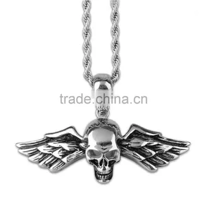 Good Quality Stainless Steel Skull Wing Cremation Pendant thumbnail-4